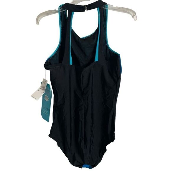 It Figures Womens Tummy Thinner One Piece Maillot Swimsuit 14 High Neck Slimming - Picture 2 of 7